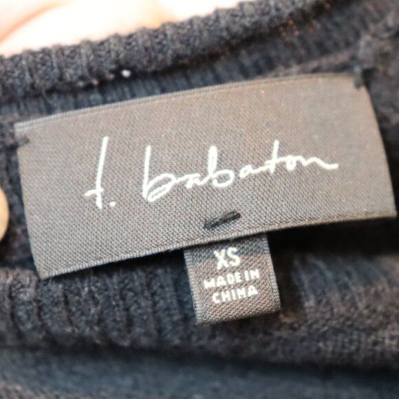 T. Babaton Black Lightweight Tie Back Sweater XS - Picture 4 of 6